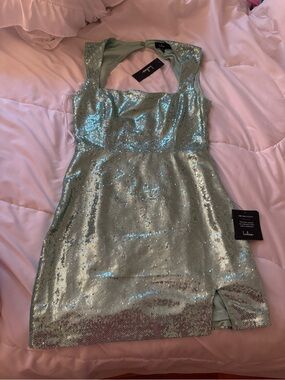 Lulu's Teal/Mint Sequin Mini Dress